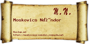 Moskovics Nándor névjegykártya